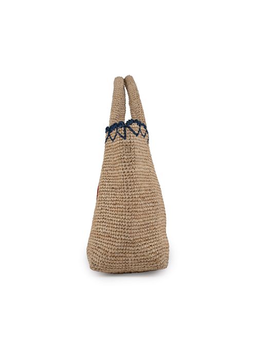 Borsa Raffia Beach Heart Border Mc2 Saint Barth | RAFFIA BEACH MID0168H HEART BORDER 1041 EMB